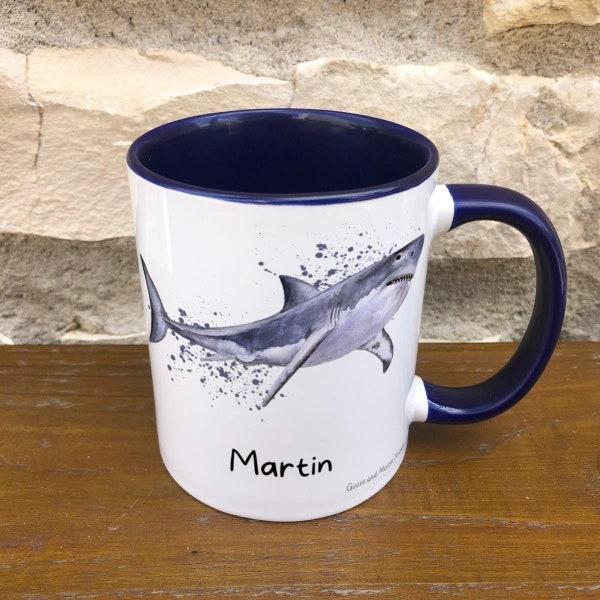 Personalised Shark Mug Gift - Present for Sea Creature Lovers - Gifts for Fish Owners - Personalised Marine Mug - Country Style Mug