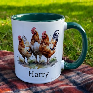 Personalised Chicken Mug, Farm Animal Lover Gift, Thank you Present for Chicken Owner, Custom Coffee Cup