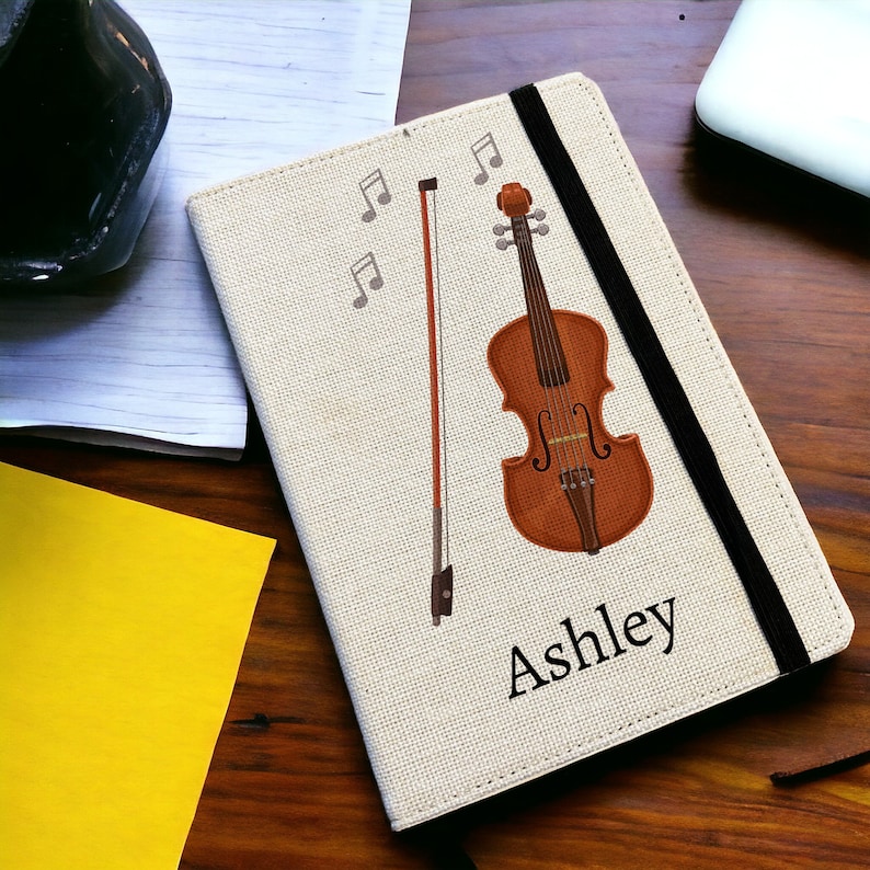 Personalised Violin A5 Notebook - Custom Musical Instrument Lined ...