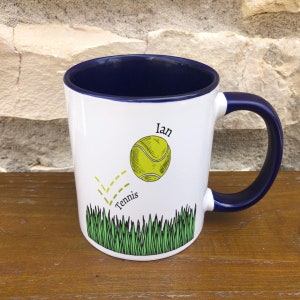 Personalised Tennis Mug - Tennis Ball Mug - Tennis Sports Mug - Tennis Player Present - Personalised Name Tennis Sports Mug