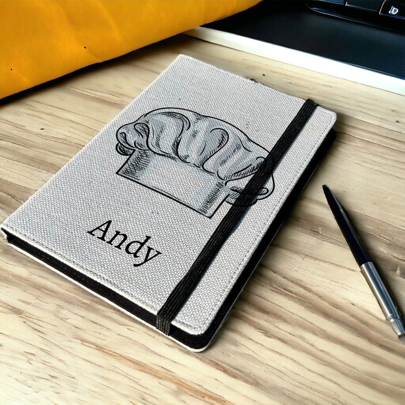 Personalised Chef Hat A5 Notebook - Custom Cooking Lined Journal ...