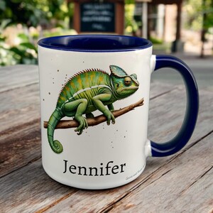 Personalised Chameleon Mug, Reptile Lover Gift, Thank you Present for Chameleon Owner, Custom Lizard Coffee Cup