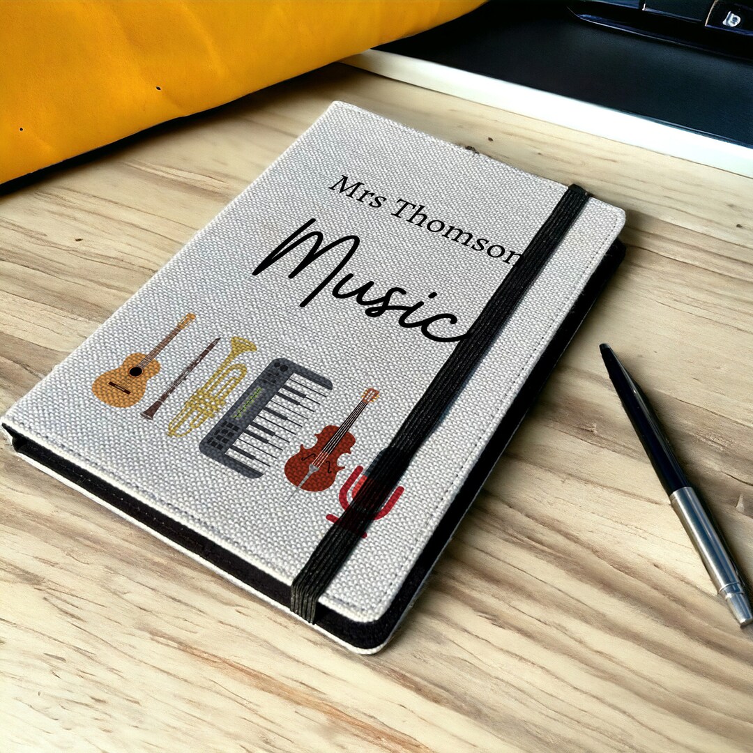 Record Notebook Cover Personalised Music A5 Notebook - Custom Teacher Lined Journal ...