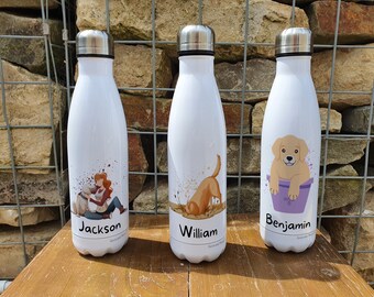 Personalised Dog Insulated Bottle - Gift for Dog Owners & Lover - Personalised Dog Thermal Flask - Stainless Steel Water Bottle