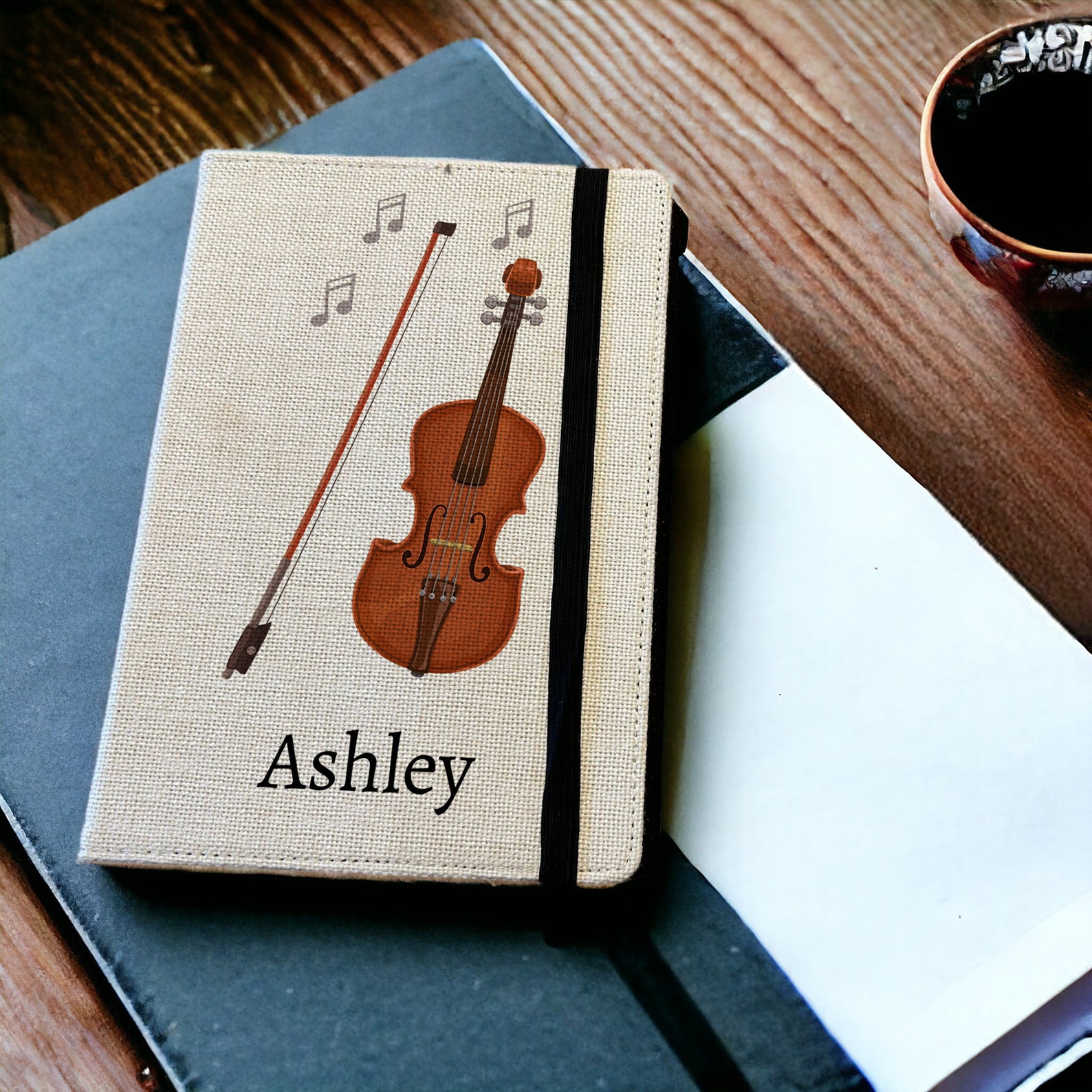 Notebook Design With Instrument Personalised Violin A5 Notebook - Custom Musical Instrument Lined ...
