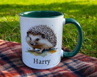 Personalised Hedgehog  Mug, Gift for Wildlife Lover, Thank you Present for Nature Lover, Custom  Coffee Cup