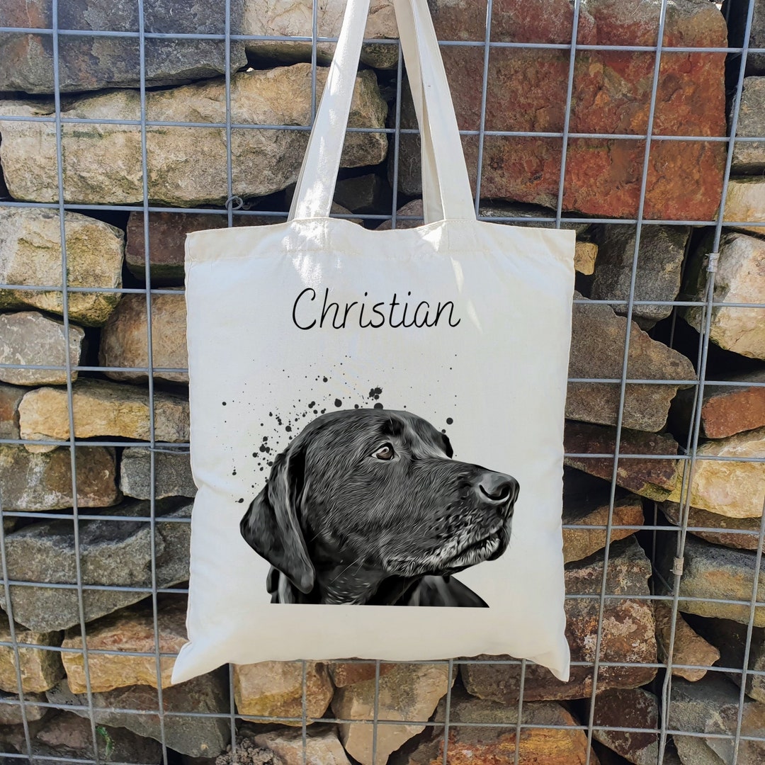 Personalised Black Labrador Tote Bag, Lab Shopping Bag, Gift for Puppy ...
