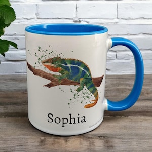 Personalised Chameleon Mug, Reptile Lover Gift, Thank you Present for Chameleon Owner, Custom Lizard Coffee Cup