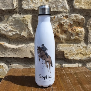 Personalised Show Jumping Horse Insulated Bottle Gift for Pony Owners & Lover Personalised Equestrian Thermal Flask Water Bottle Sophia