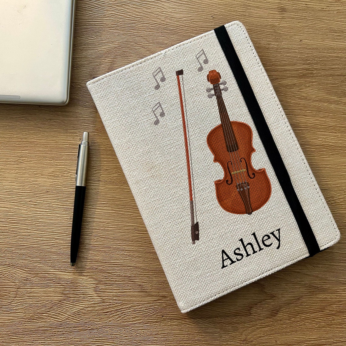 Personalised Violin A5 Notebook - Custom Musical Instrument Lined ...