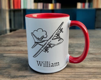Personalised Aeroplane Mug, Gift for Flying Lover, Thank you Present for Pilot, Custom  Coffee Cup
