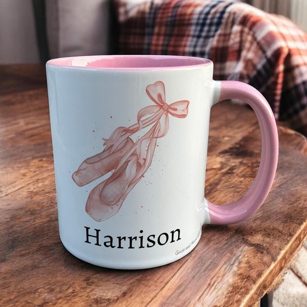 Personalised Ballet Mug, Gift for Dance Lover, Thank you Present for Dancer, Custom Coffee Cup