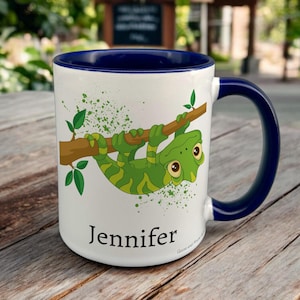 Personalised Chameleon Mug Gift - Present for Chameleon Lovers - Gifts for Reptile Owners - Personalised Reptile Mug - Country Style Mug
