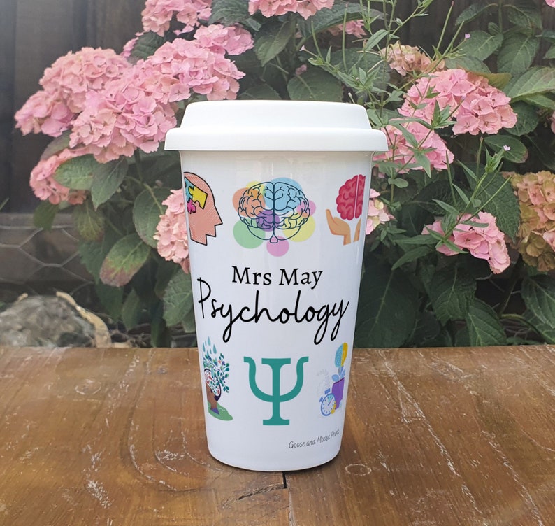 Personalised Psychology Teacher Travel Mug - Gift for Psychology Lover - Personalised Psychology Student Thermal Ceramic Insulated Mug image 2