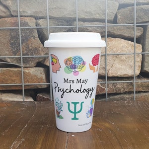 Personalised Psychology Teacher Travel Mug - Gift for Psychology Lover - Personalised Psychology Student Thermal Ceramic Insulated Mug image 3