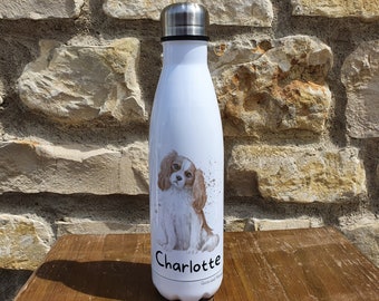 Personalised Cavalier King Charles Spaniel Insulated Bottle - Gift for Dog Owners & Lover - Personalised Dog Thermal Flask - Stainless Steel