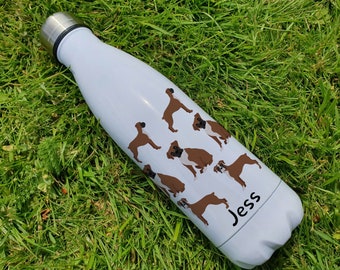 Personalised Boxer Insulated Bottle - Gift for Dog Owners & Lover - Personalised Dog Thermal Flask - Stainless Steel Water Bottle