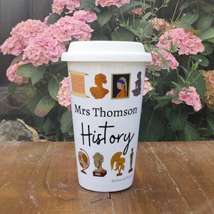 Personalised History Teacher Travel Mug - Gift for History Lover - Personalised History Student Thermal Ceramic Insulated Travel Mug