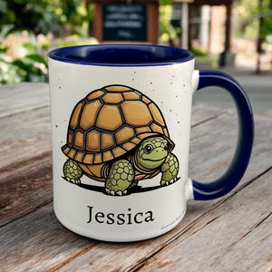 Personalised Tortoise Mug, Gift for Reptile Lover, Thank you Present for Tortoise Owner, Housewarming Coffee Cup, Country Style Kitchenware