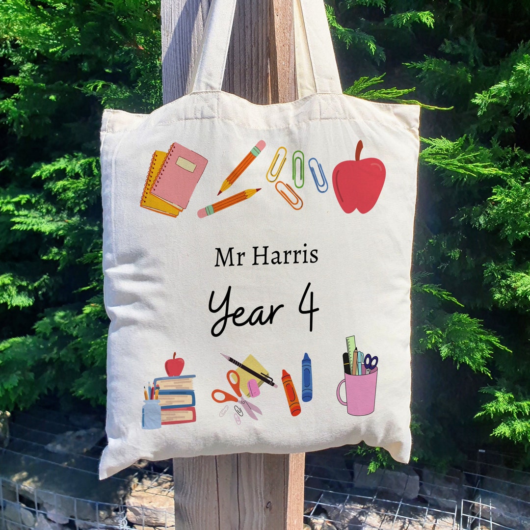Personalised Year 4 Teacher Tote Bag, Primary School Shopping Bag, Gift ...