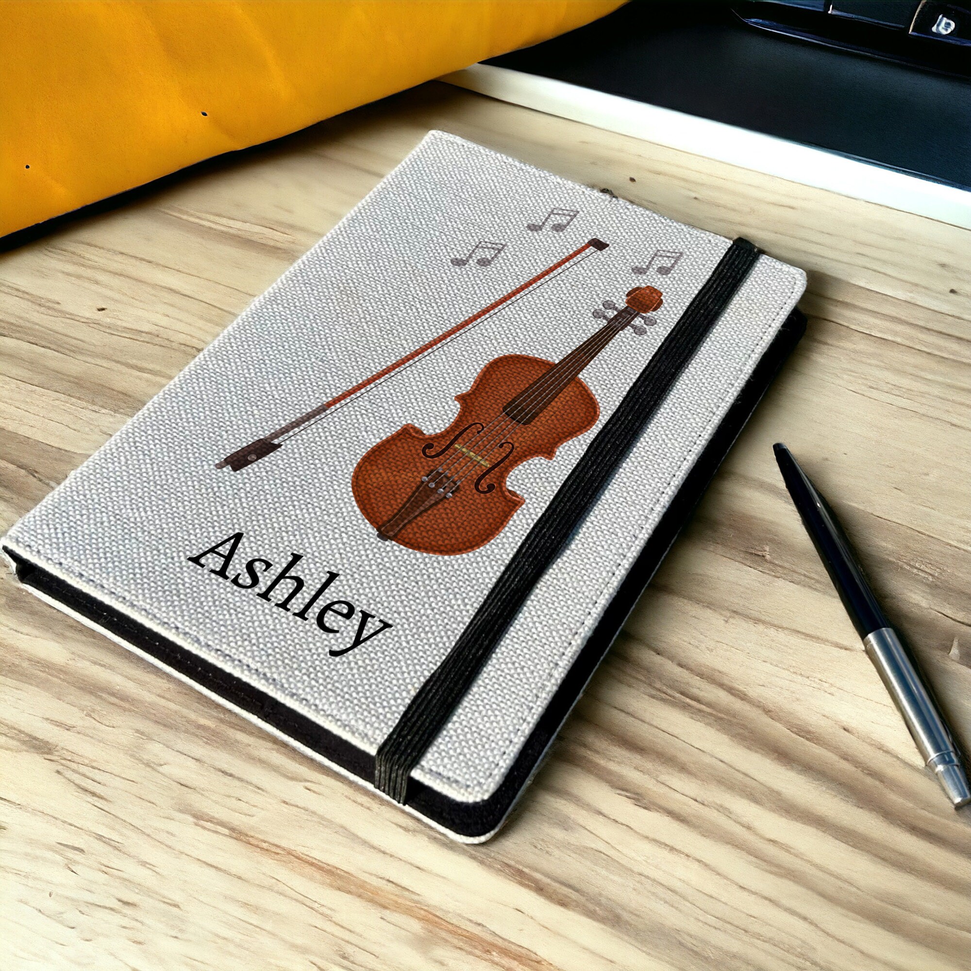 Personalised Violin A5 Notebook - Custom Musical Instrument Lined ...