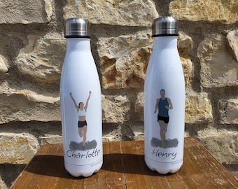 Personalised Running Sports Insulated Bottle - Gift for Running Lover - Personalised Sprinter Thermal Flask - Stainless Steel Water Bottle