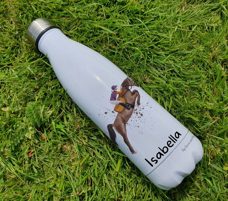 Personalised Show Jumping Horse Insulated Bottle Gift for Pony Owners & Lover Personalised Equestrian Thermal Flask Water Bottle Isabella