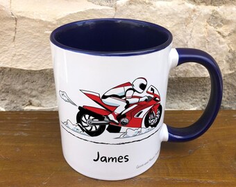 Personalised Motorbike Mug Gift - Present for Bike Lovers - Gifts for Motorbike Drivers  - Personalised Vehicle Mug - Country Style Mug