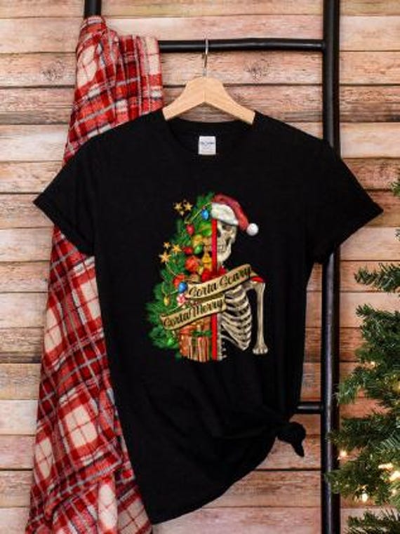 Sorta Merry Sorta Scary Christmas Sweatshirt, Skeleton Graphic Tee