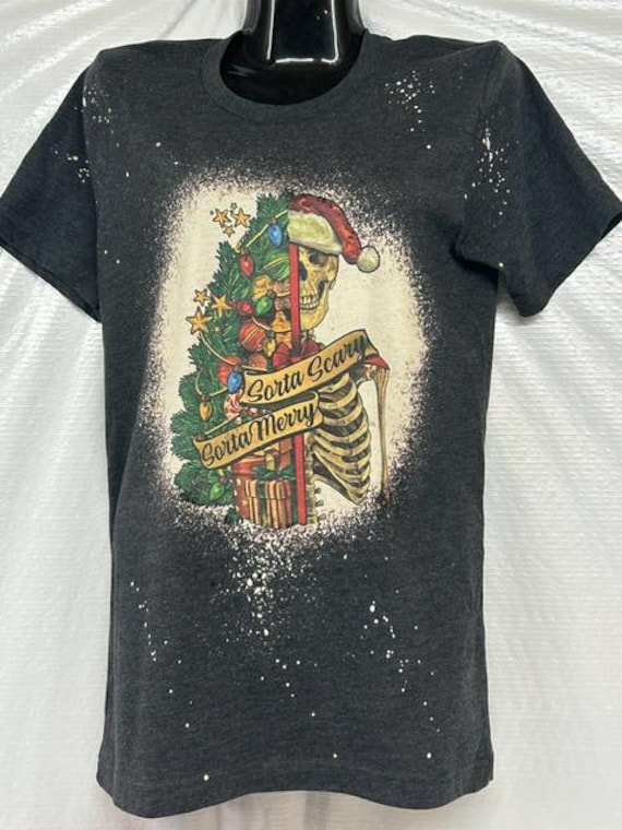 Sorta Merry Sorta Scary Christmas Sweatshirt, Skeleton Graphic Tee