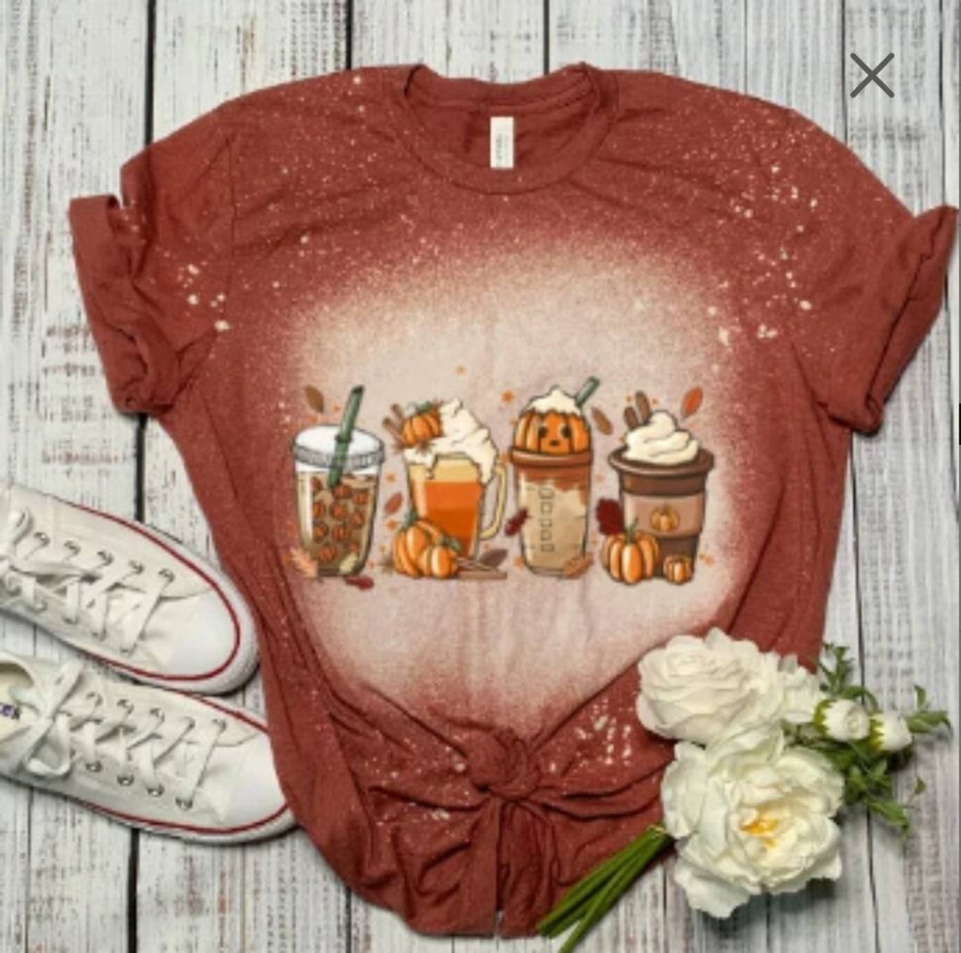 Fall Coffee Shirt , L Pumpkin Spice, Fall Bleached Tees, Coupon Code