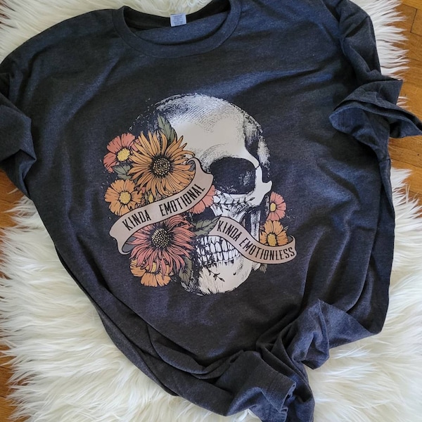 Floral Skull Graphic Tee | Kinda Emotional, Kinda Emotionless