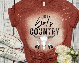 God's Country Bleached T-shirt, Christian Cowboy Tee