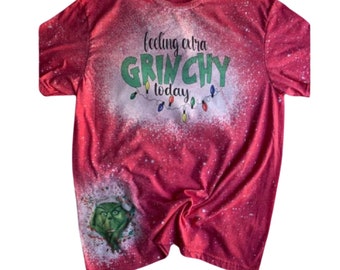 Cute Grinch Christmas Shirt: "Feeling Extra Grinchy" Heather Red Tee
