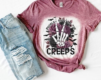 Skeleton Hand Graphic Tee | People Give Me The Creeps, Sarcastic Shirt