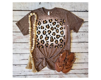 Cheetah Print Distressed Shirt |Leopard Print Shirt | Cool Mom Shirt | Leopard Print Tee | Animal Print Tee | Bleached Shirt | free shipping