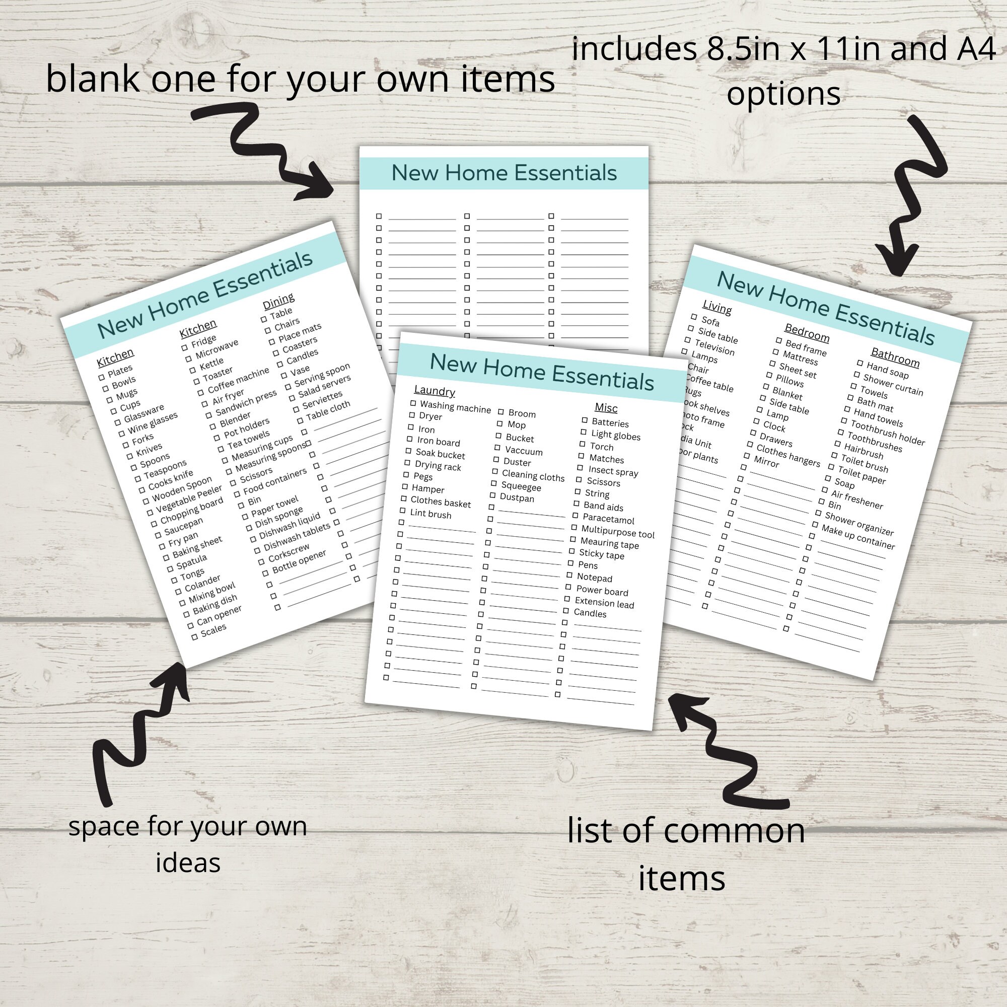 New Home Essentials Checklist Printable - Etsy