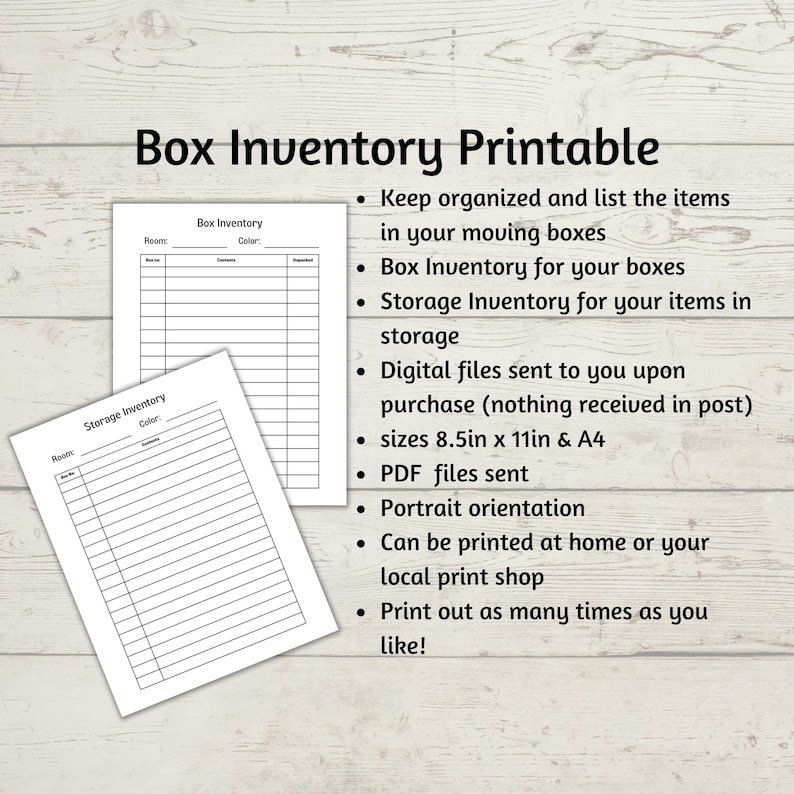 Clear Inventory Text Moving Box and Storage Inventory List - Etsy
