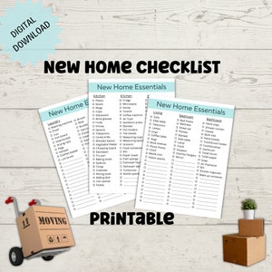 New Home Essentials Checklist Printable
