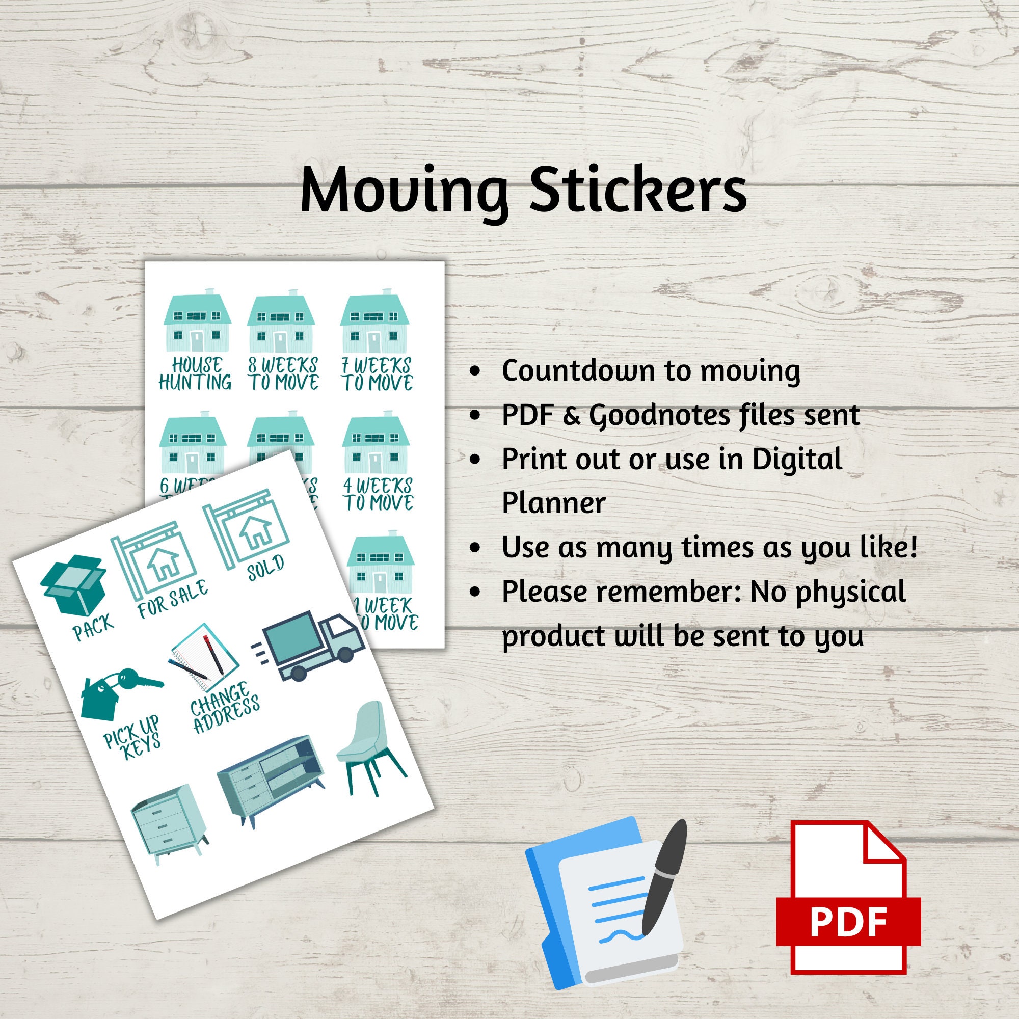 Digital Moving Stickers. Perfect for Planning Your House Move. - Etsy