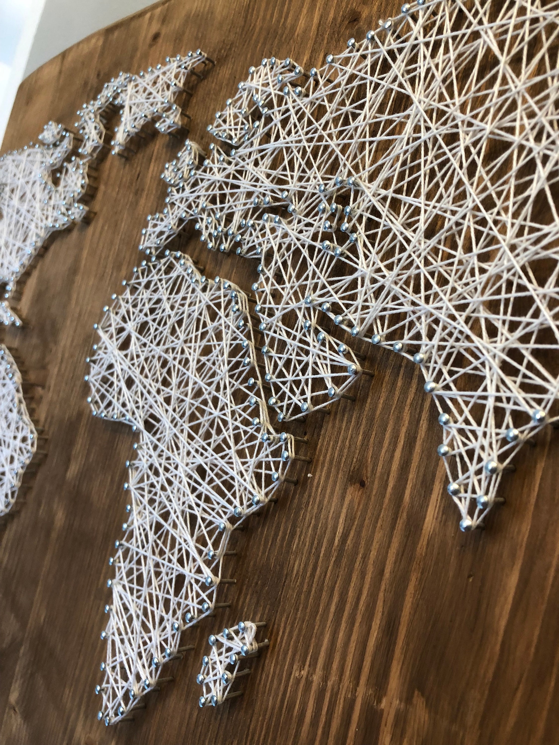 String Art world Map on Wood String Picture - Etsy