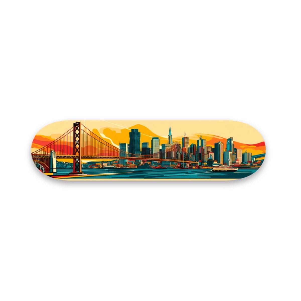 San Francisco Pop Art Wood Skateboard Prints Wall Art - City