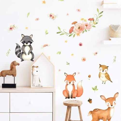 Woodland Forest Animals Nursery Wall Stickers 5 Sizes Etsy UK