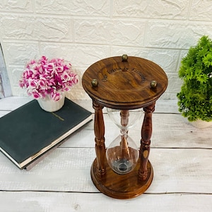 Antique Wooden Sand Timer Vintage Hourglass Handmade Collectible Sand Timer For Office Desk Decor Gift 30  Minute