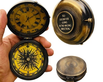Kompass, Gravierter Kompass, personalisierter Kompass, Gravierte Tischuhr mit Kompass, Antike Schreibtischuhr - Geschenk Papa, Geschenk Sohn, Geschenk Mama