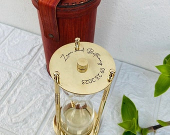 Personalized Brass Hourglass: Unity Sand Ceremony Set