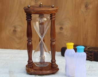Personalized Wooden Sandglass Wedding Sand Ceremony Hourglass Sand Timer  Both Side Engraving Wedding Anniversary Fillable Hourglass Gift
