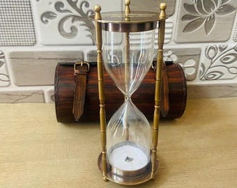 Personalized Hourglass, Wedding Set With Lather Box, Unity Ceremony, Beach Sand Ceremony Set, Engraved Hourglass, Vintage Sand Ceremony,
