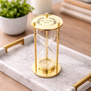 Personalized Wedding Ceremony Hourglass Sand Timer, Gold Brass Finish Unity Sand Clock, Engraved Fillable Keepsake Gift for Bride and Groom