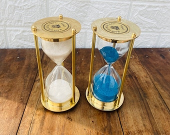 Antiques Brass Finish 5 Minutes Sand Timer Hour Glass Decor ,6 inch, Height